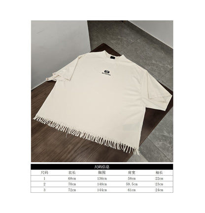 GTR / 발렌시아가 반팔티 , BLCG 24/SS 디스트로이드 스몰 자수 태슬 티셔츠