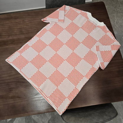 GTR /  루이비통 니트 반팔 , 24SS checkerboard 울 레터 자카드 반소매