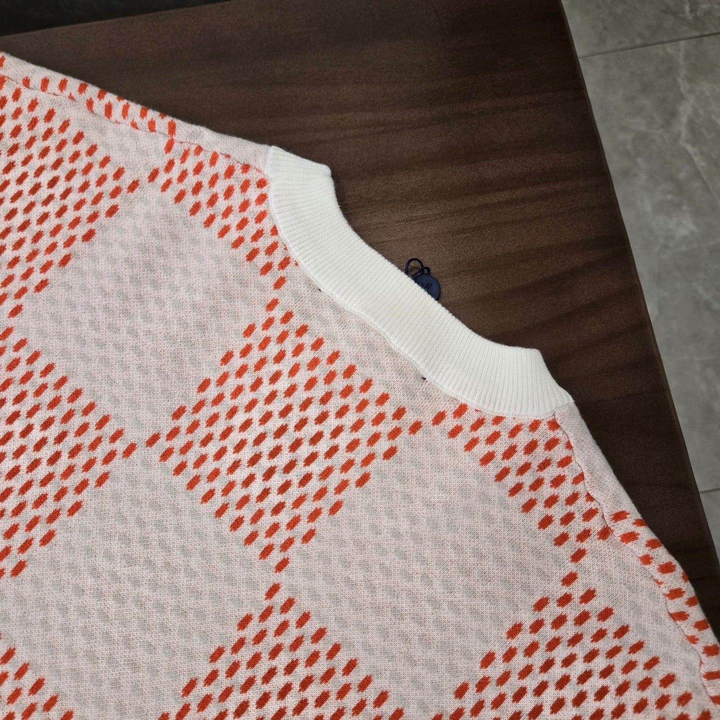 GTR /  루이비통 니트 반팔 , 24SS checkerboard 울 레터 자카드 반소매