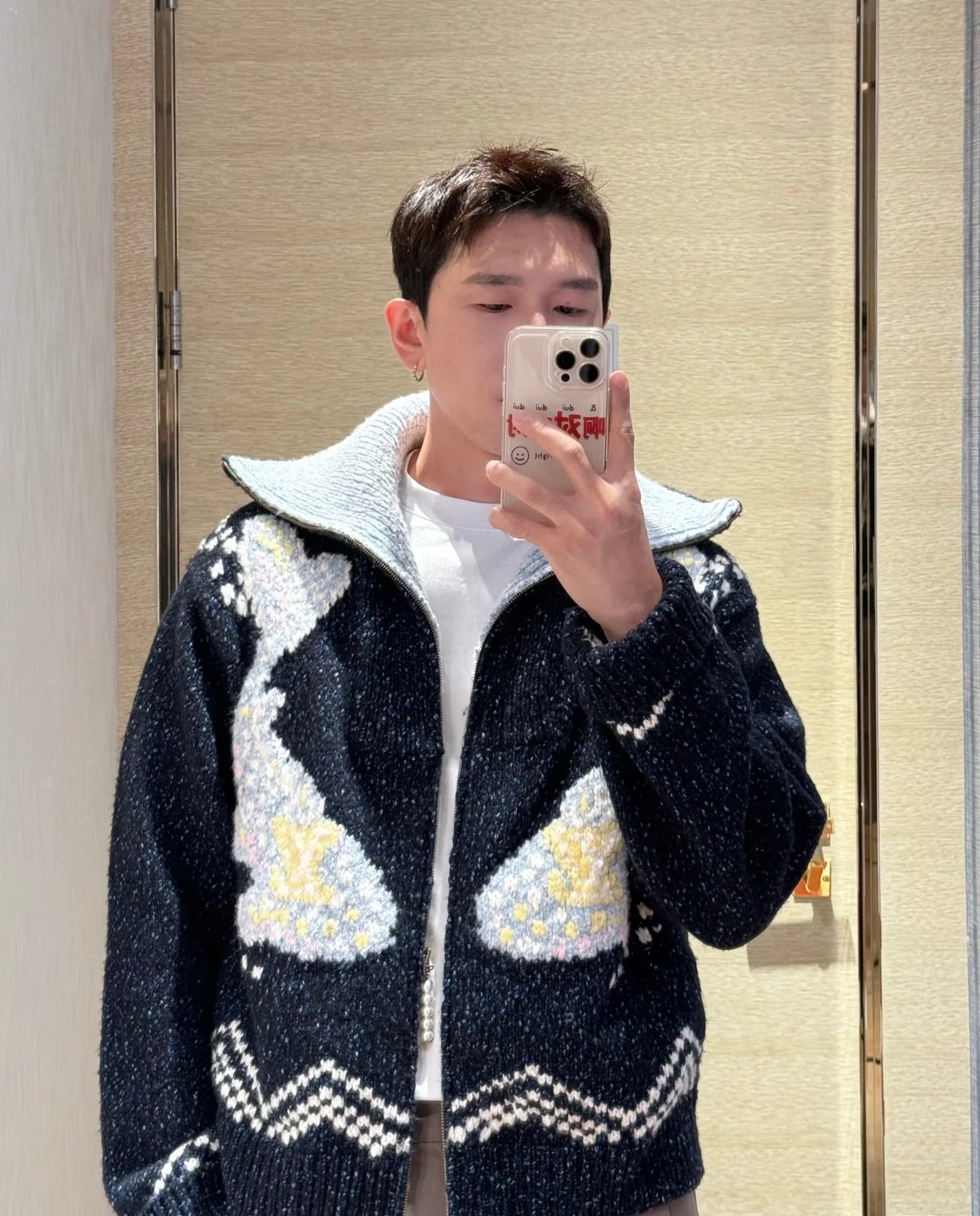 v공장 / 루이비통 지퍼 니티드 블루종