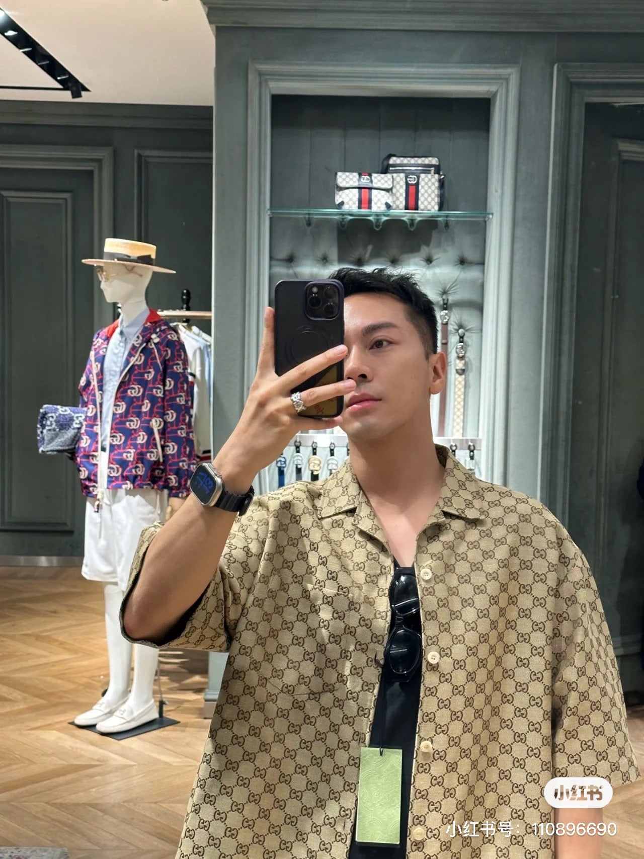 체인2호 / Gucc*/Gucci 2023 FW 초가을 신상 더블 G 자카드 반팔 셔츠