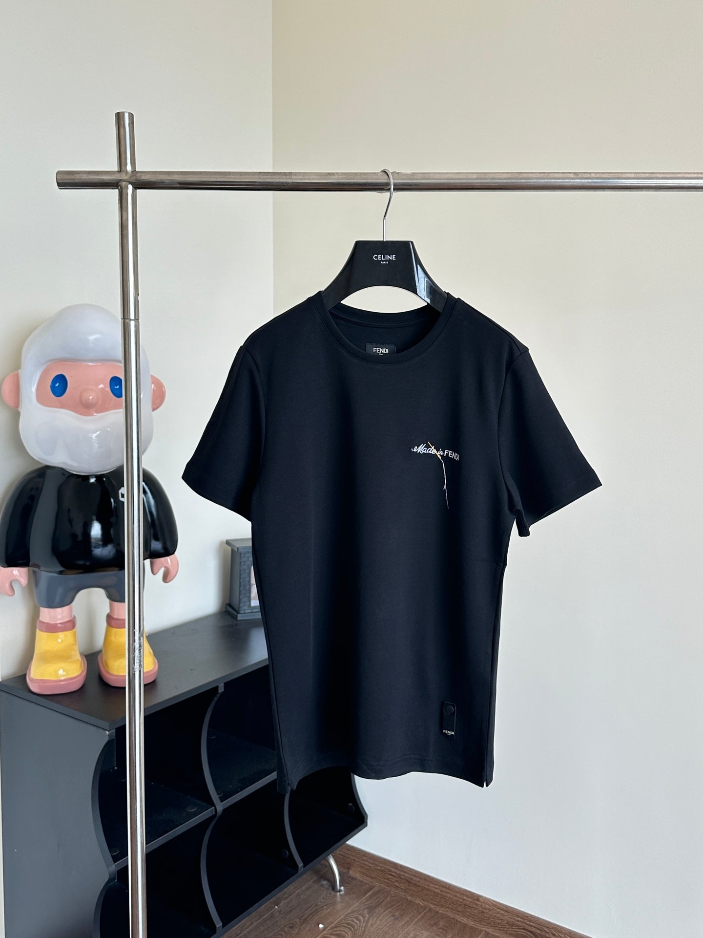 체인2호 / 펜디 반팔, Fend*/Fendi 24ss 대형 요소 자수 문자 봄 여름 코튼 라운드넥 반소매