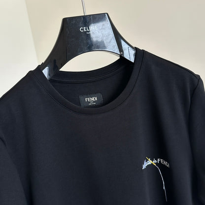 체인2호 / 펜디 반팔, Fend*/Fendi 24ss 대형 요소 자수 문자 봄 여름 코튼 라운드넥 반소매