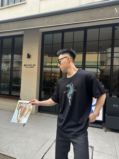 체인2호 /  지방시 반팔, 지방시*/GVC 지방시 24ss 용의 해 라인스톤 패턴 반소매