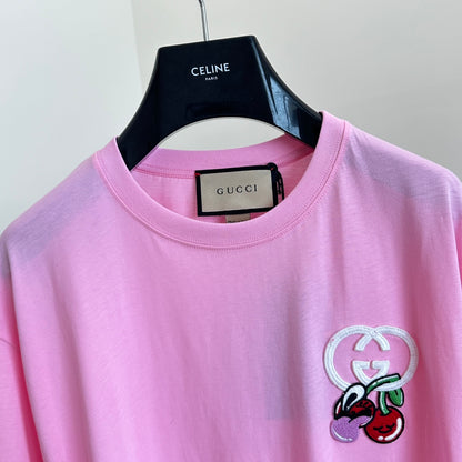 체인2호 / 구찌 반팔, Gucc*/Gucci 24 이른 봄 신작 체리 자수 반팔 티셔츠