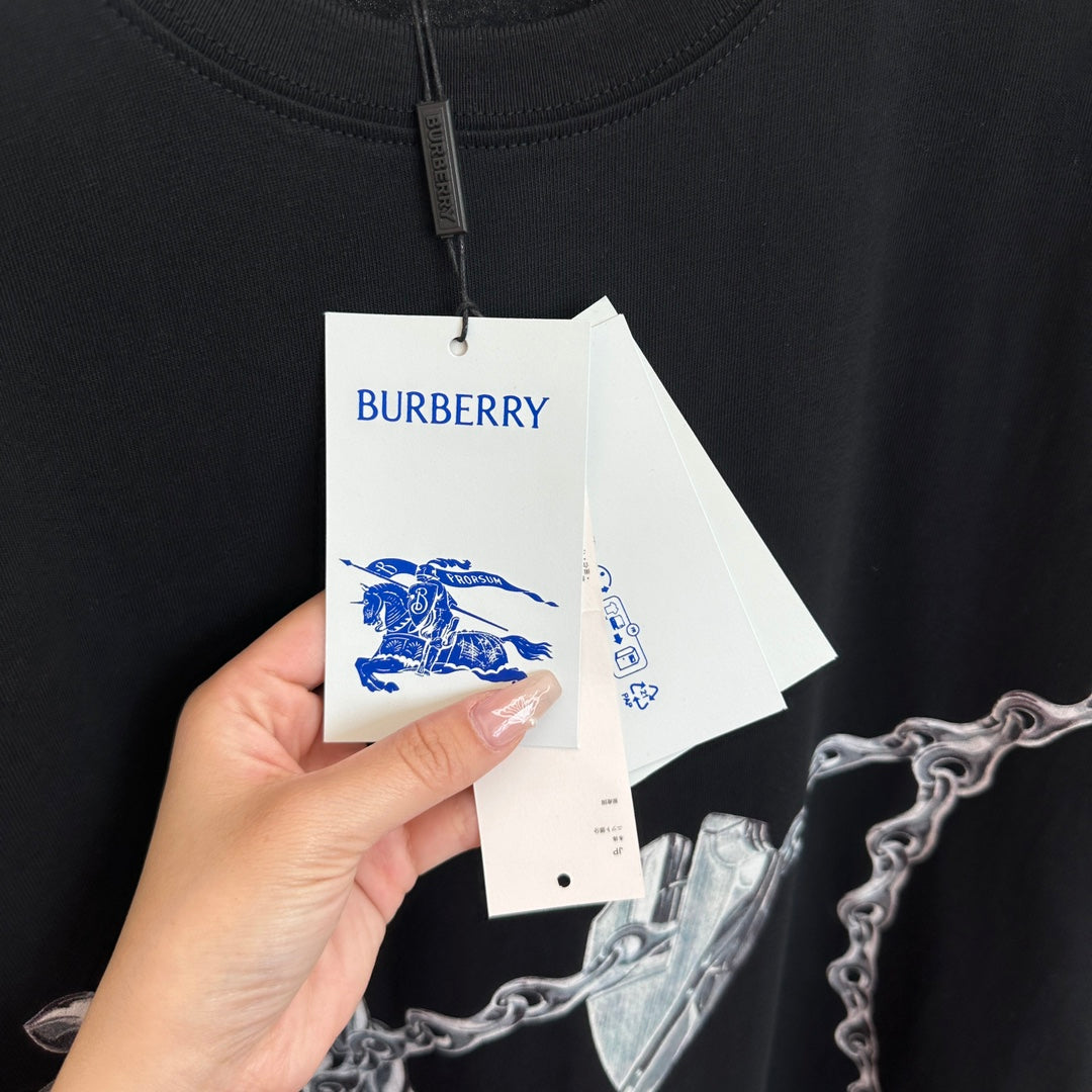 체인2호 / 버버리 반팔, burberr*/Bbr 버버리 2024ss 봄 여름 신작 체인 프린트 라운드 넥 반팔