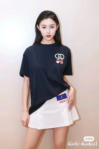 체인2호 / 구찌 반팔, Gucc*/Gucci 24 이른 봄 신작 체리 자수 반팔 티셔츠