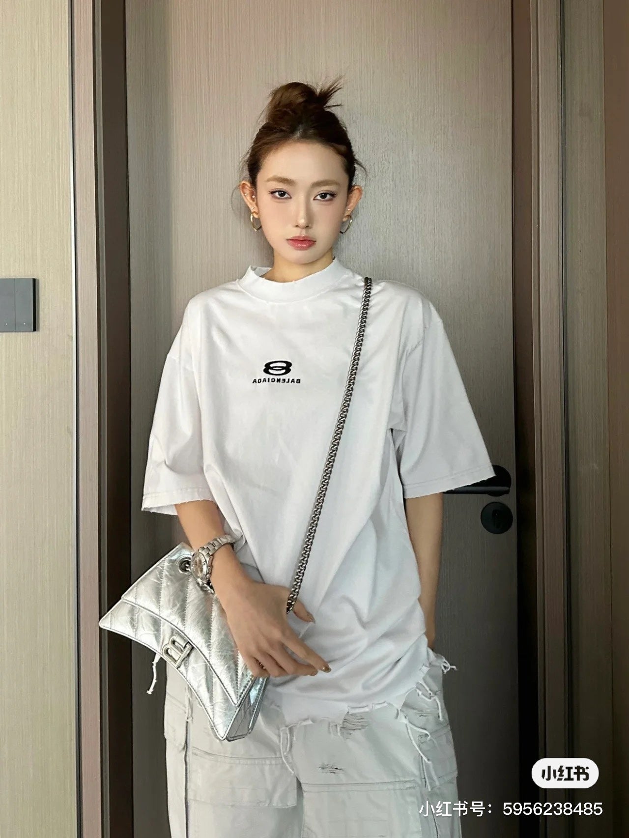 GTR / 발렌시아가 반팔티 , BLCG 24/SS 디스트로이드 스몰 자수 태슬 티셔츠