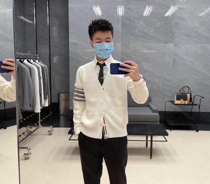 TJ / 톰브라운 면 100% 소재를 특수 가공 퓨어코튼 남성용 가디건