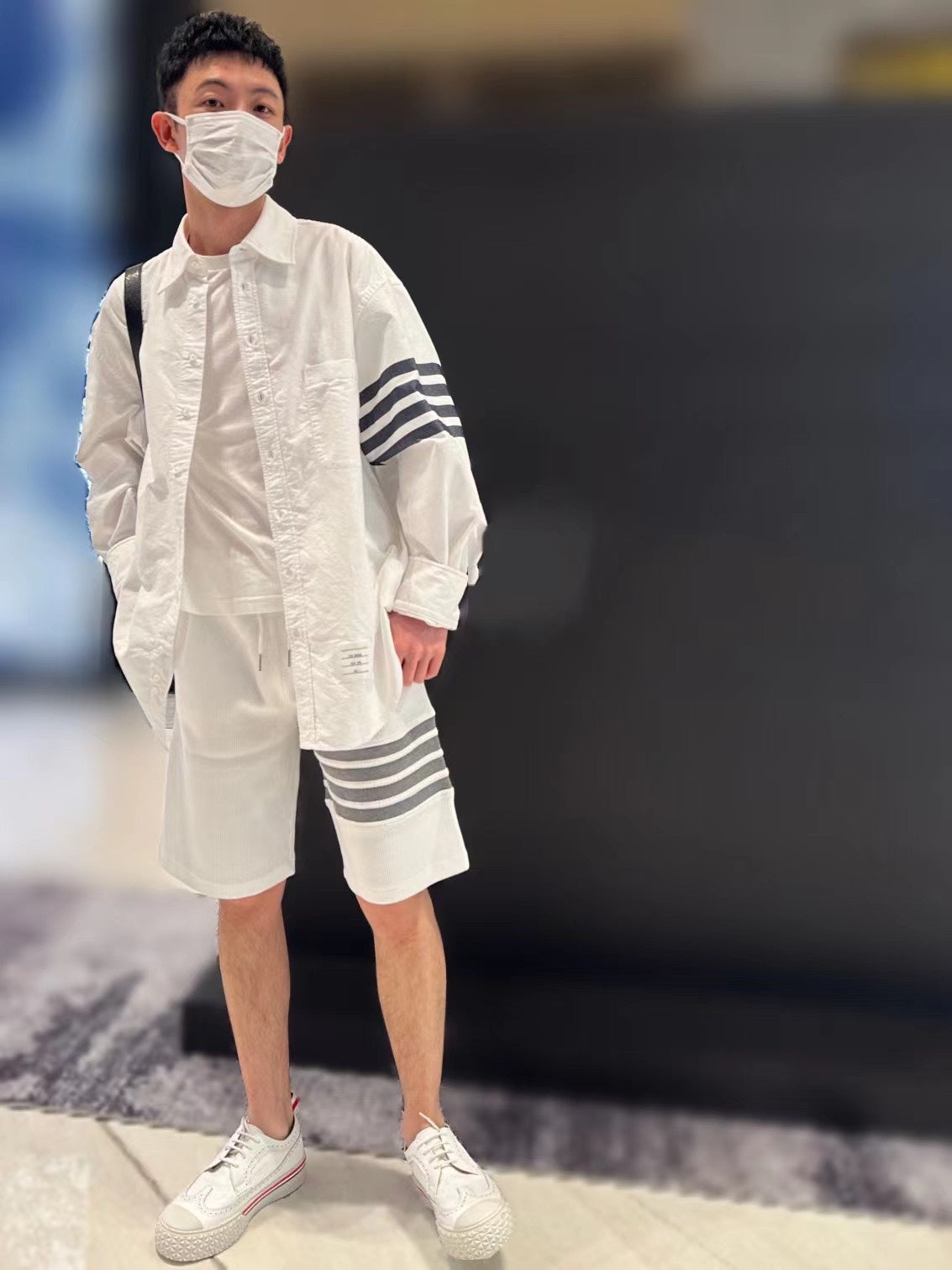 TJ / 톰브라운 오버핏 셔츠 , 𝗧𝗛𝗢𝗠 𝗕𝗥𝗢𝗪𝗡𝗘 클래식 포 스트라이프 옥스퍼드 루즈 셔츠