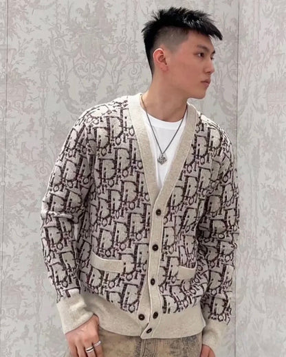 TJ / 디올 가디건 , 𝗗𝗜𝗢𝗥 𝗢𝗯Hotels𝗾𝘂rice 라이스/브라운 울 가디건