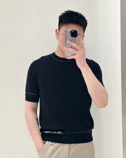 TJ셀러 / 펜디 반팔티 , 𝗙𝗘𝗡𝗗𝗜 네이비 블루 코튼 캐시미어 블렌드 탑