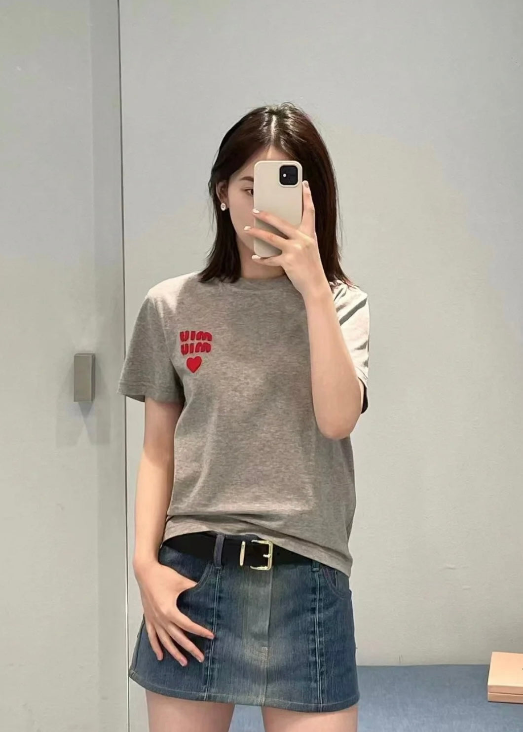 TJ셀러 / 미우미우 반팔티 , 여성 저지 코튼 반팔 티셔츠