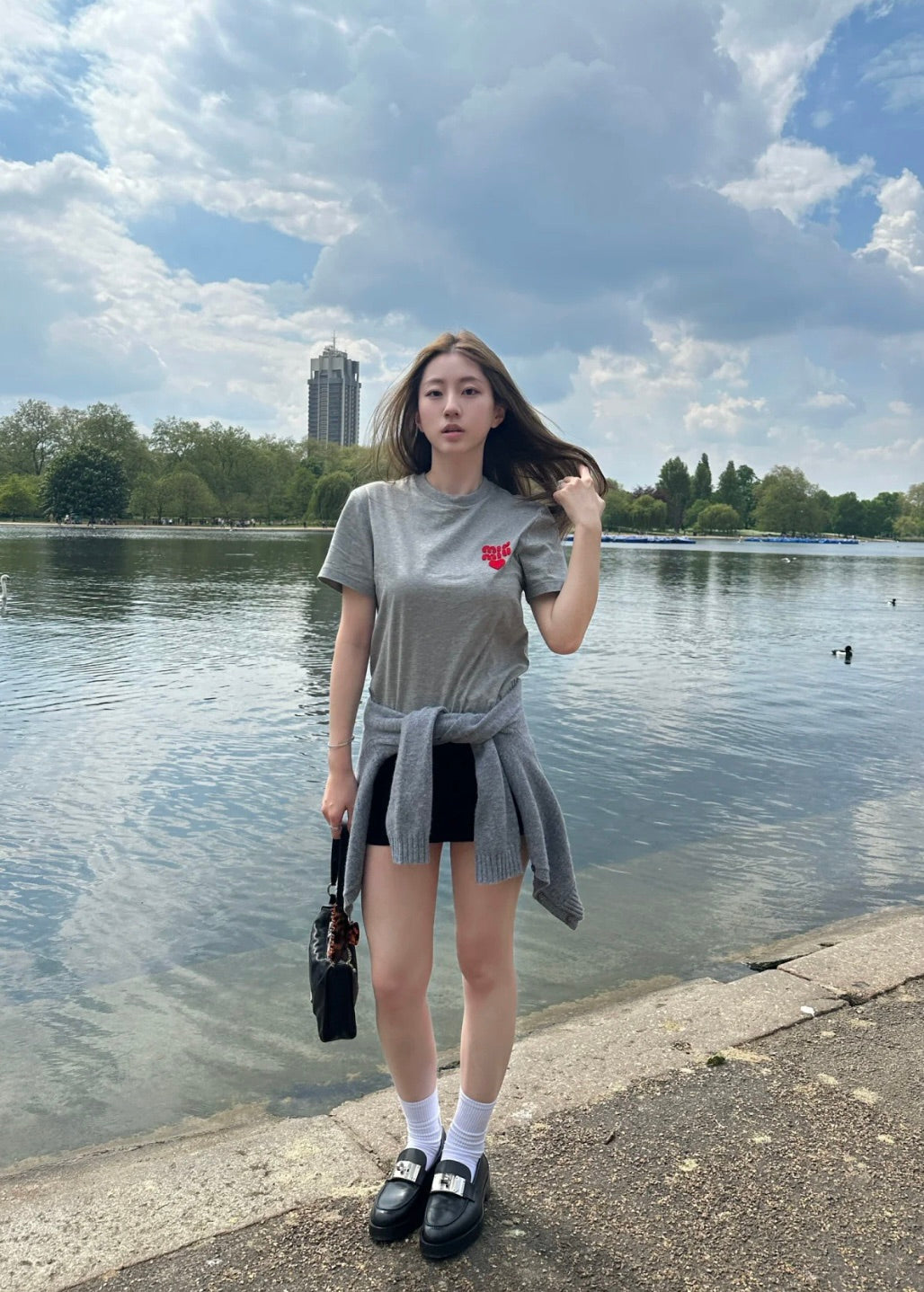 TJ셀러 / 미우미우 반팔티 , 여성 저지 코튼 반팔 티셔츠