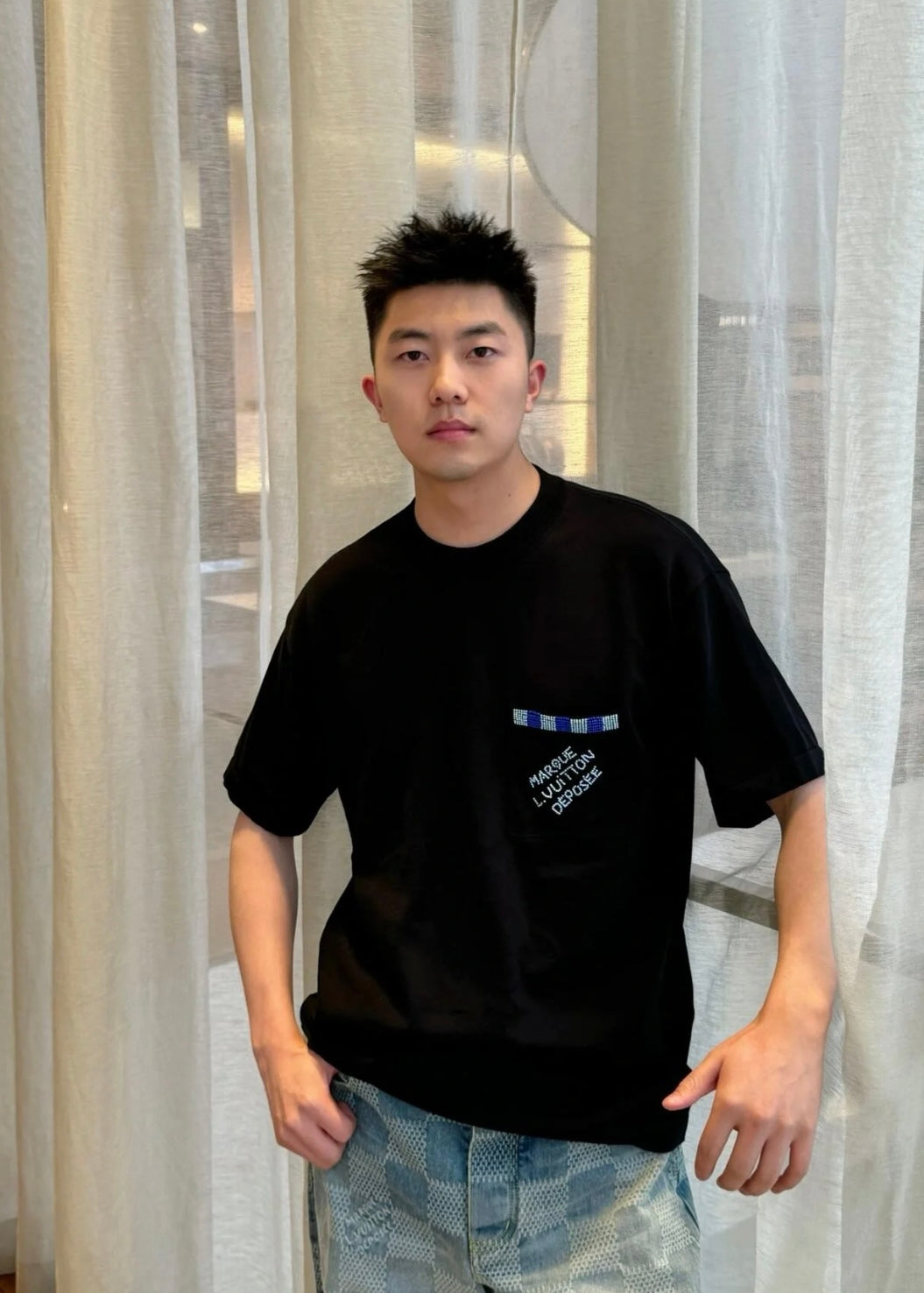 TJ셀러 / 루이비통 반팔티 , LV 코튼 쇼트 슬리브 비즈 크루넥 셔츠