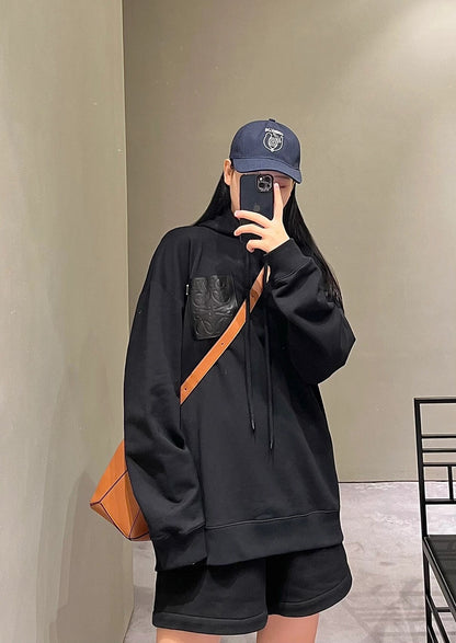 체인2호 / 로에베 가죽 라벨 스웨트셔츠, 로에베 후드티