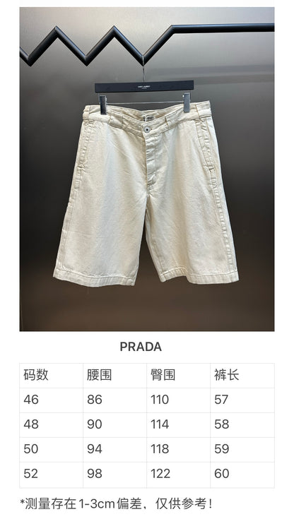 체인2호 / 프라다 반바지, 삼각형 로고가 있는 Prada 데님 반바지