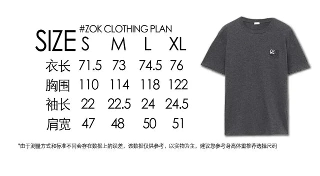 ZOK / 로에베 반팔티 ,로고 자수 차콜 그레이