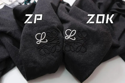 ZOK / 로에베 반팔티 ,로고 자수 차콜 그레이