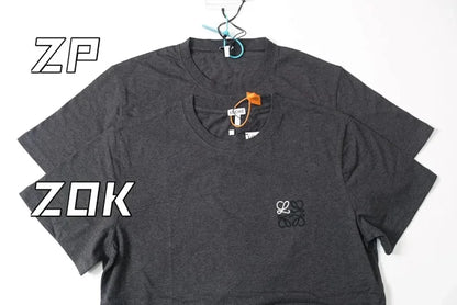 ZOK / 로에베 반팔티 ,로고 자수 차콜 그레이