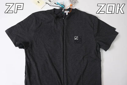 ZOK / 로에베 반팔티 ,로고 자수 차콜 그레이