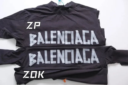 ZOK /  발렌시아가 파리 테이프 프린트 반팔 워싱 블랙