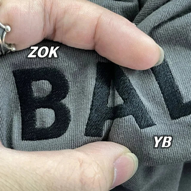 ZOK / 발렌시아가  프리미엄 그레이 앞뒤 자수 T
