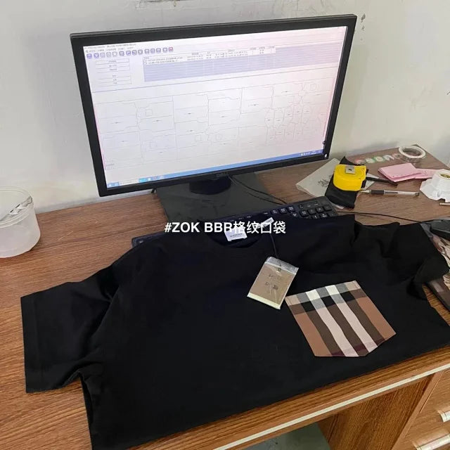zok 공장 / 버버리 남성 체크 포켓 반팔 티셔츠