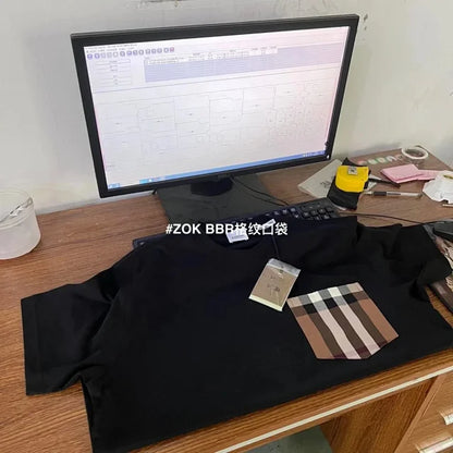zok 공장 / 버버리 남성 체크 포켓 반팔 티셔츠
