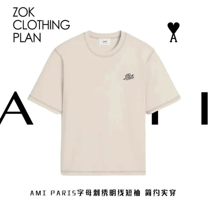 ZOK / 아미 반팔티I 레터링 자수 반팔