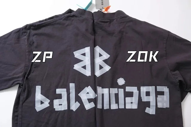 ZOK /  발렌시아가 파리 테이프 프린트 반팔 워싱 블랙