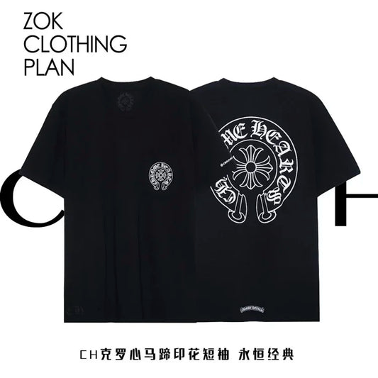 ZOK / 크롬하츠 반팔티 , 등판 말발굽 프린트 로고 반팔