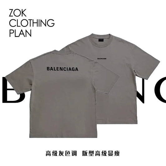 ZOK / 발렌시아가  프리미엄 그레이 앞뒤 자수 T