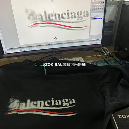 ZOK / 발렌시아가 웨이브 반팔티 , 파도 콜라 퍼지 반팔