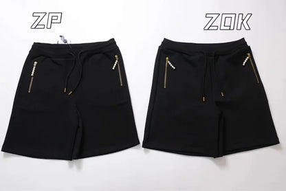 ZOK / 루이비통 반바지 , v자수 니트 숏팬츠 페이동 시리즈 진주 지퍼