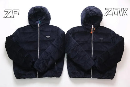 zok/프라다 남성 남색 코듀로이 패딩