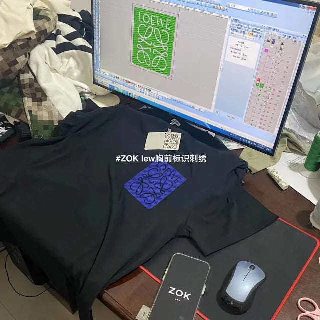 ZOK / 로에베 반팔티 ,  가슴 자수 반팔