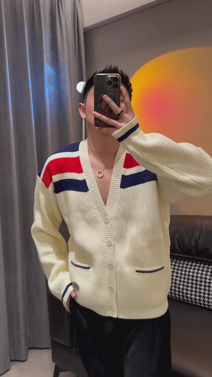 체인2호 / 구찌 Gucci 스트라이프 V넥 니트 가디건