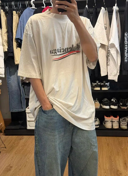꼬부기 / 발렌시아가 반팔티 , Blc/콜라용해프린트/신장기모면/