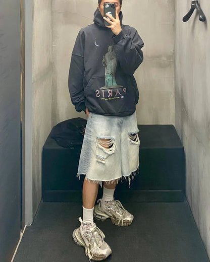 꼬부기 / 발렌시아가 후드티 , 24fw 자유의여신상후드/카멜프린트/3D입체컷팅/핸드메이드