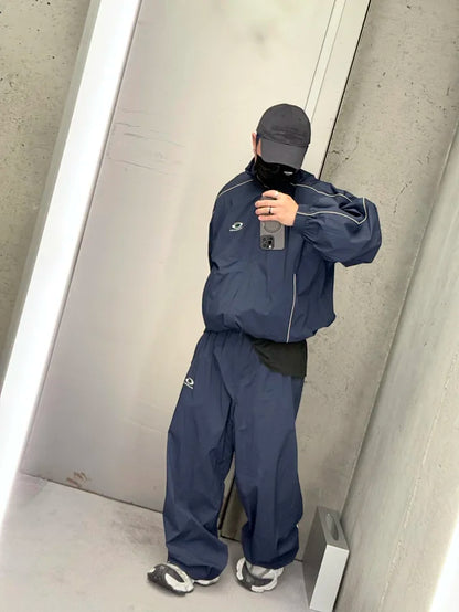 꼬부기 / 발렌시아가 팬츠 , 24Loop네이비나일론배기트레이닝팬츠