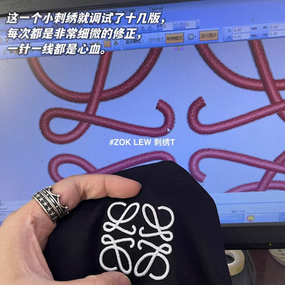 ZOK / 로에베 반팔티 , S23 자수 T 반팔 고급 원단