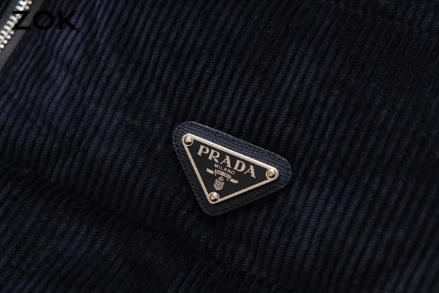 zok/프라다 남성 남색 코듀로이 패딩