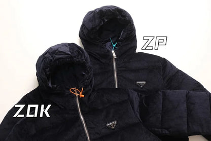 zok/프라다 남성 남색 코듀로이 패딩