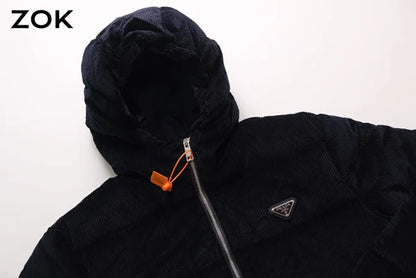 zok/프라다 남성 남색 코듀로이 패딩