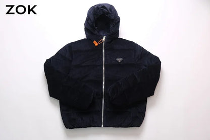 zok/프라다 남성 남색 코듀로이 패딩
