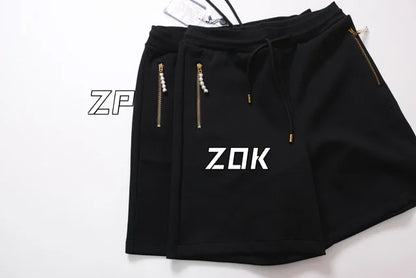 ZOK / 루이비통 반바지 , v자수 니트 숏팬츠 페이동 시리즈 진주 지퍼