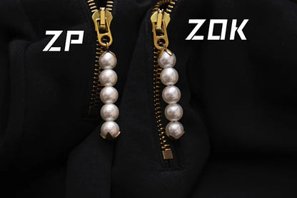 ZOK / 루이비통 반바지 , v자수 니트 숏팬츠 페이동 시리즈 진주 지퍼
