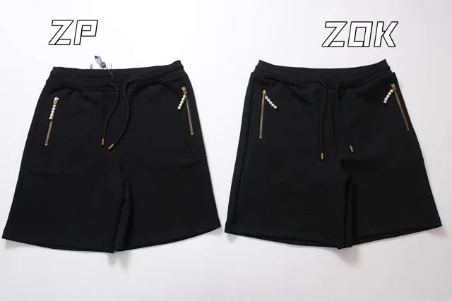 ZOK / 루이비통 반바지 , v자수 니트 숏팬츠 페이동 시리즈 진주 지퍼