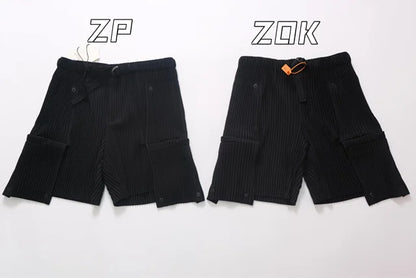 ZOK / 이세이미야케 옴므플리세 쇼츠 . 미야케 히사히 HPSS23JF174 퓨어컬러 플리츠 반바지